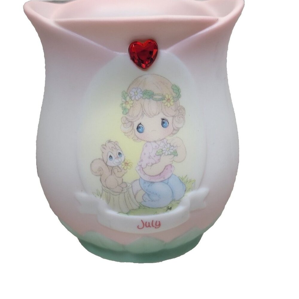 Precious Moments Birthday Month July Daisy Tulip‎ Flower Votive Candleholder